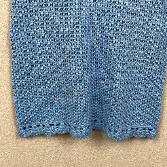 Tularosa Cyrus Dress in Blue Open Crochet Knit Beachy Boardwalk Cover Up L - Picture 6 of 13
